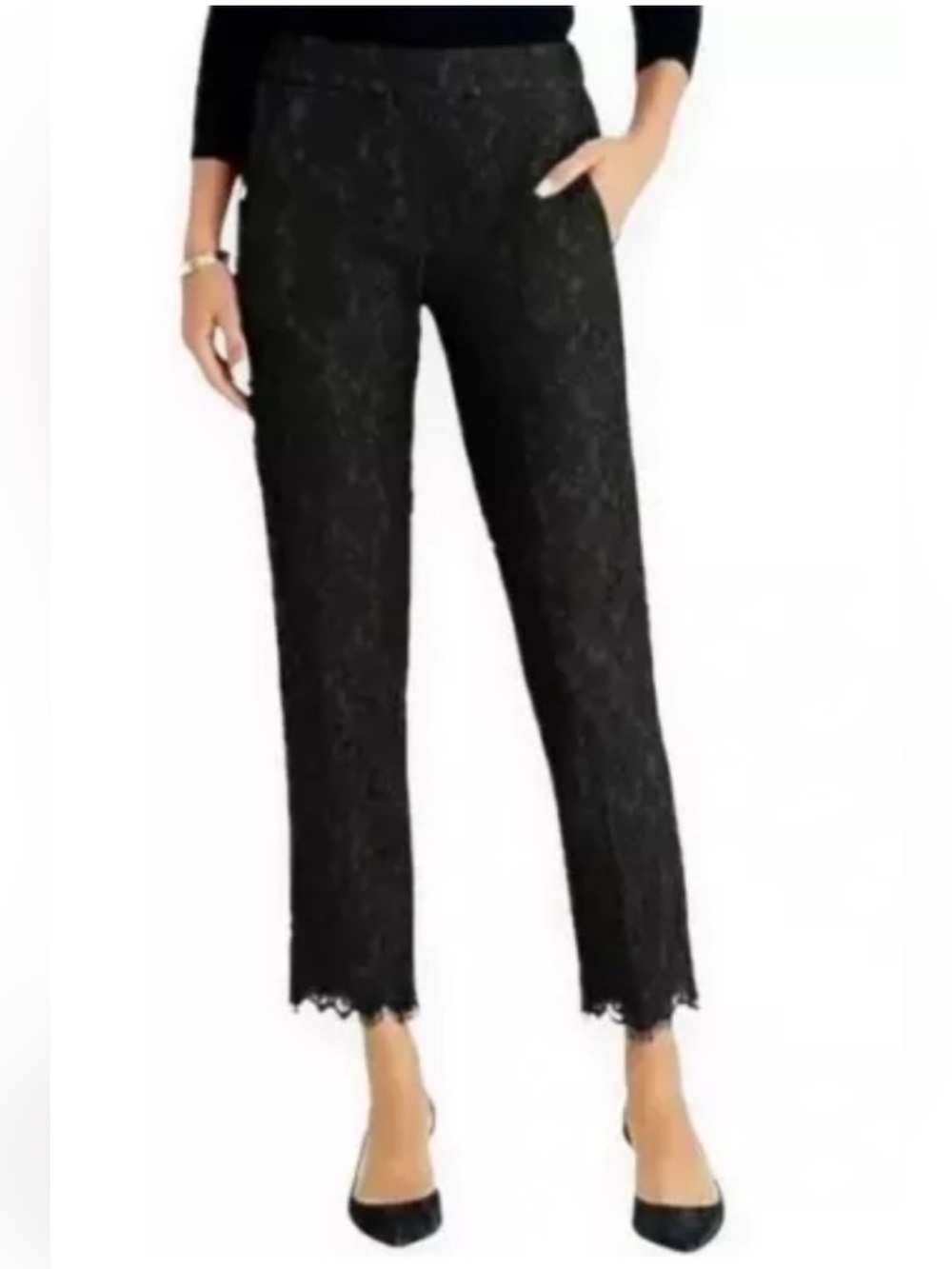 J. Crew Black Lace Cropped Pants